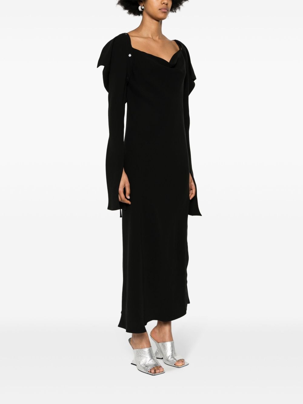 detachable-sleeves silk maxi dress - 3