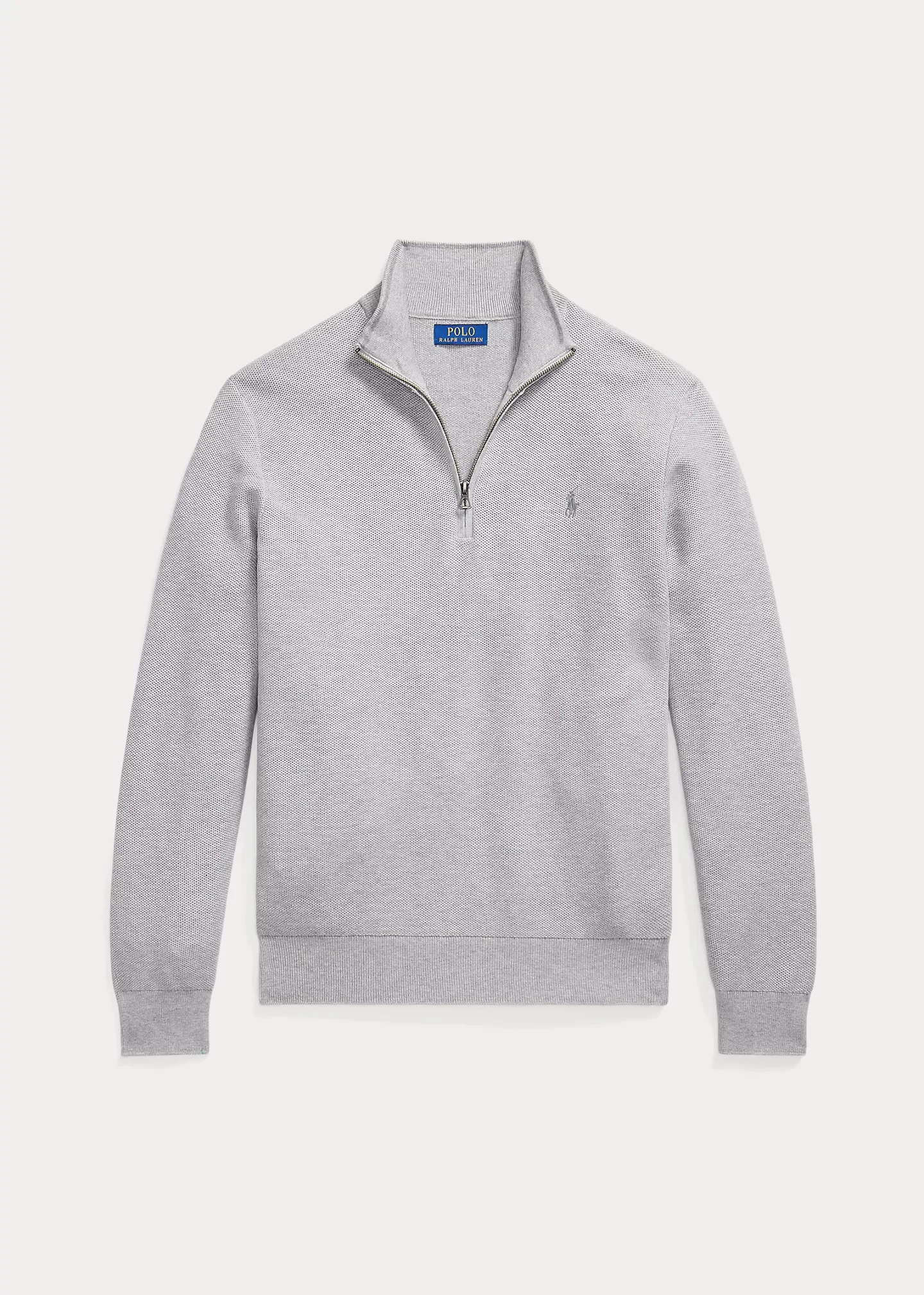 Mesh-Knit Cotton Quarter-Zip Sweater - 1