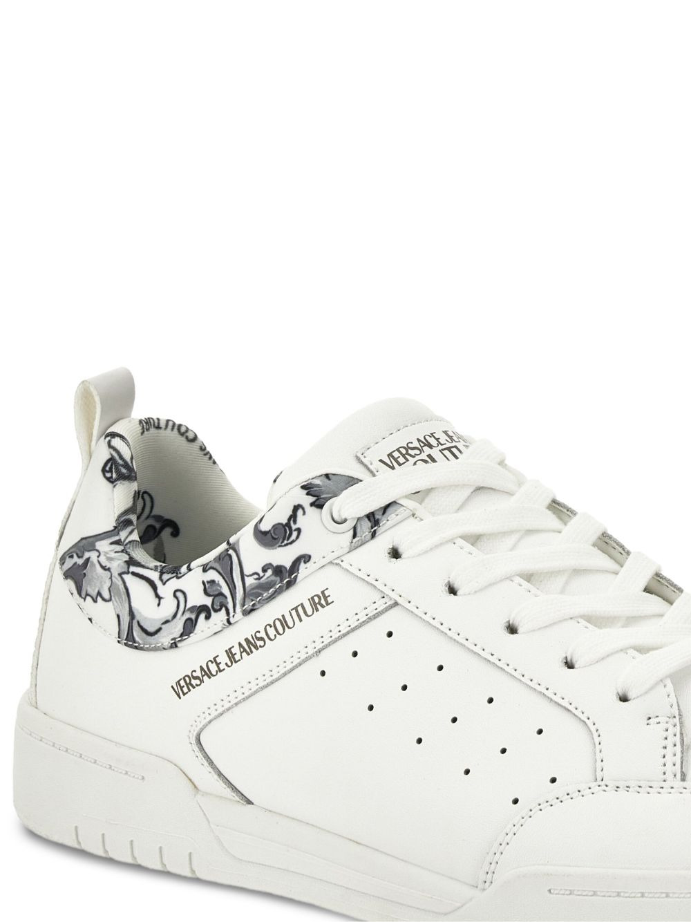Barocco-print perforated sneakers - 4