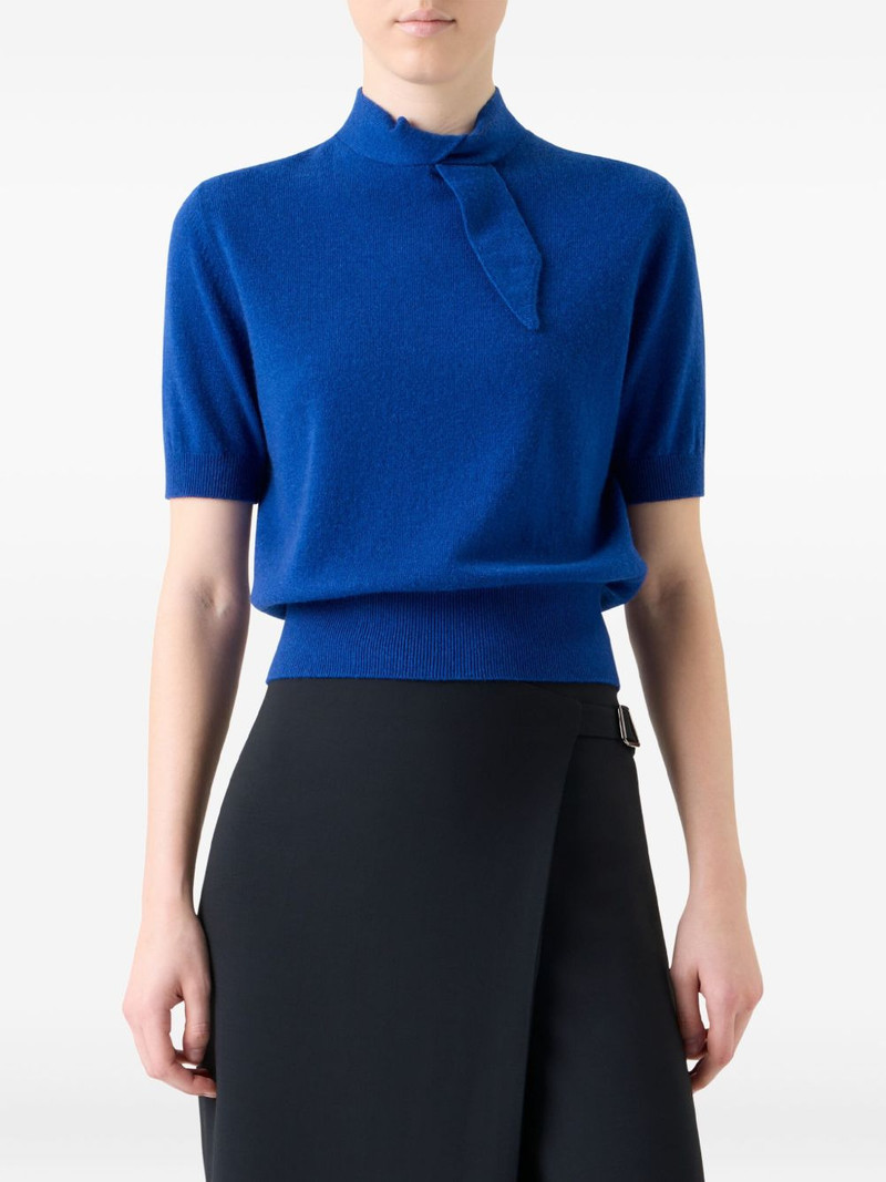 tie-neck short-sleeve knitwear 1