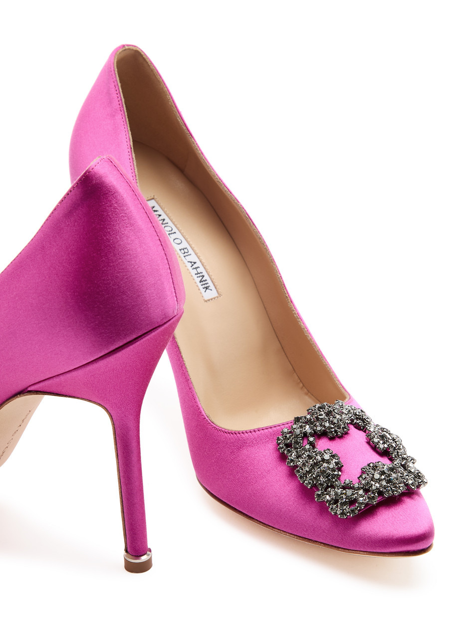 Hangisi 105 fuchsia silk satin pumps - 9