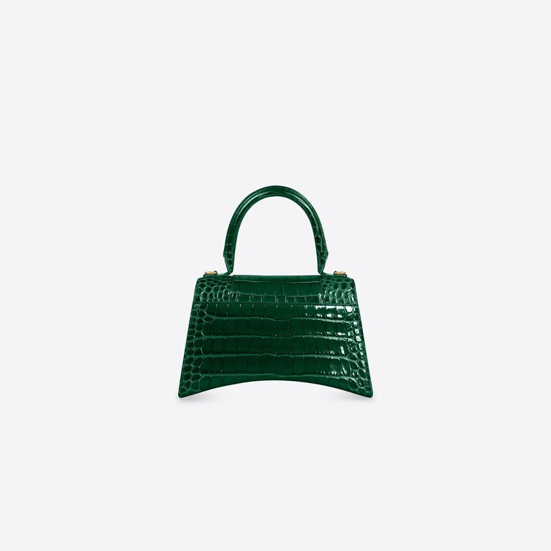 Women's Hourglass Small Handbag Crocodile Embossed in Forest Green - 2