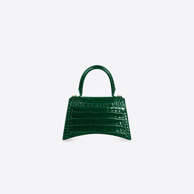 BALENCIAGA Women's Hourglass Small Handbag Crocodile Embossed in Forest Green outlook