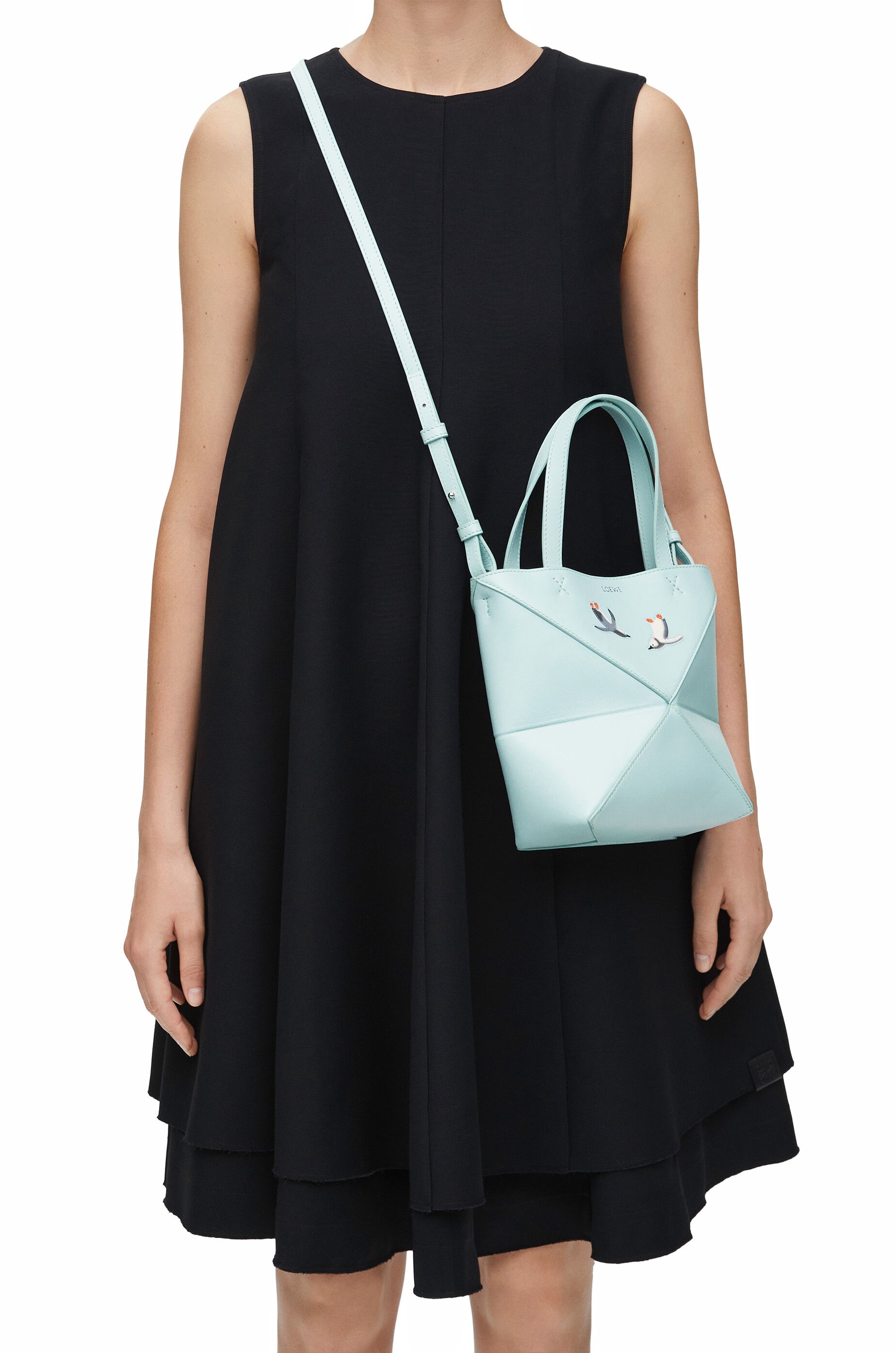 Penguin mini Puzzle Fold tote in shiny calfskin - 2