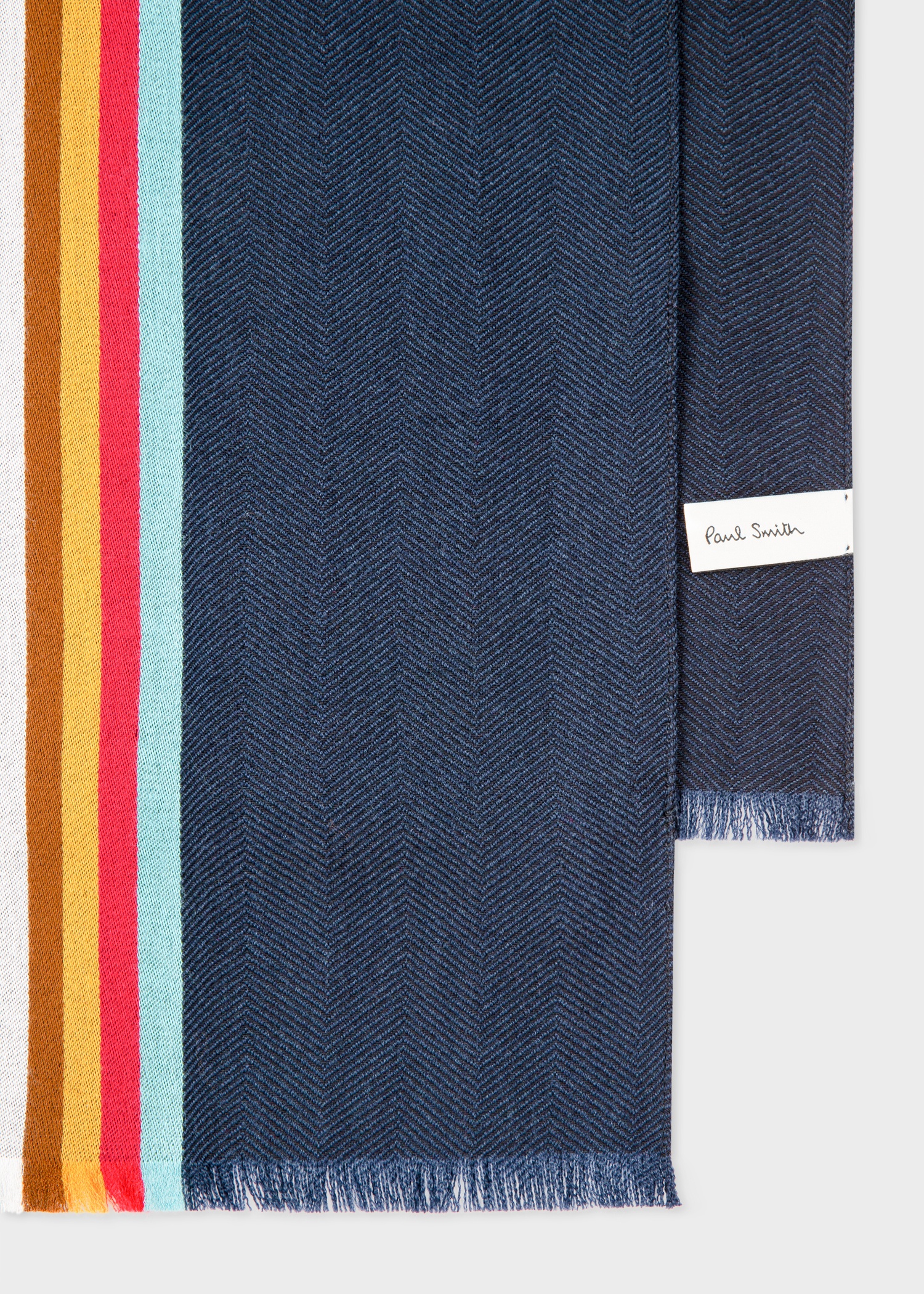Dark Blue Central Multi Stripe Scarf - 2