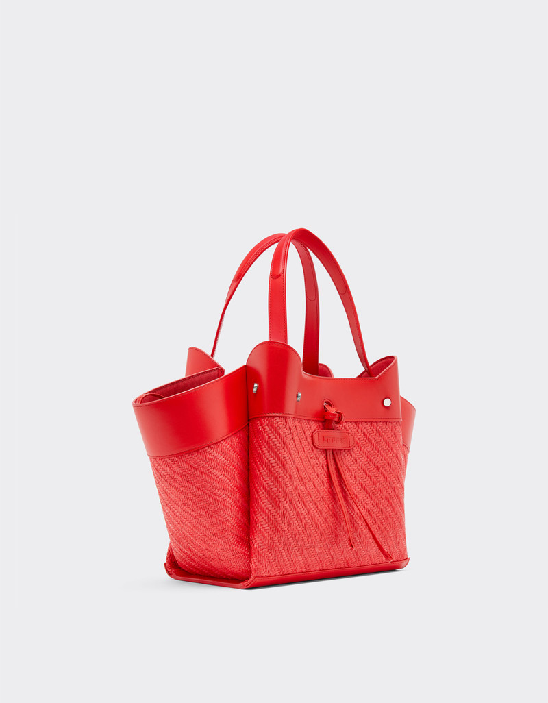 Small Ferrari raffia and leather tote bag 3