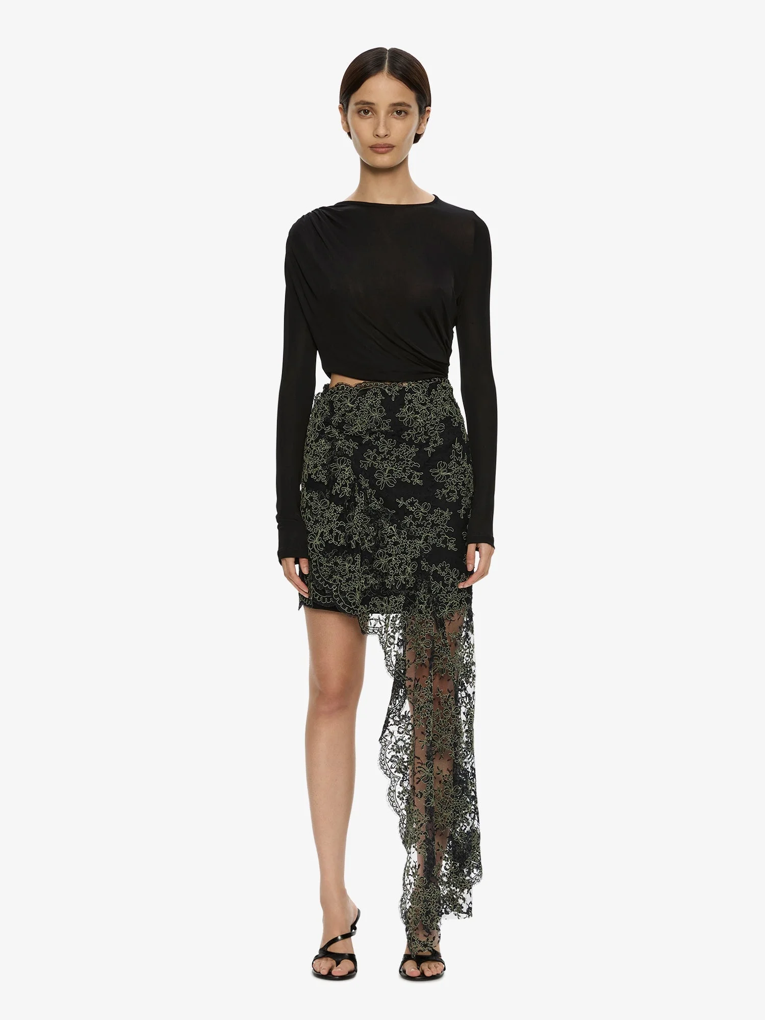 Verve Twisted Tee Lace Long Sleeve Dress - 1