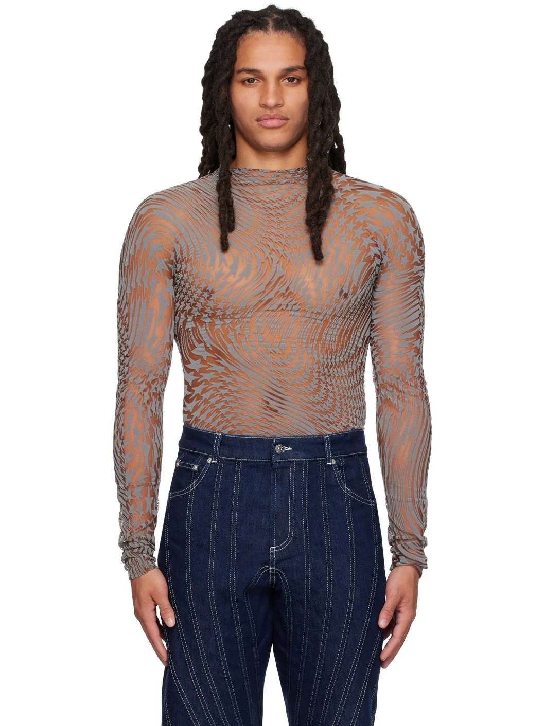 Tan & Gray Star Turtleneck - 1