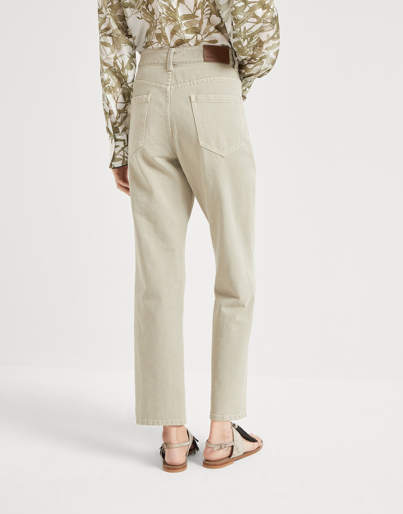 Brunello Cucinelli Dyed denim retro loose five-pocket trousers outlook