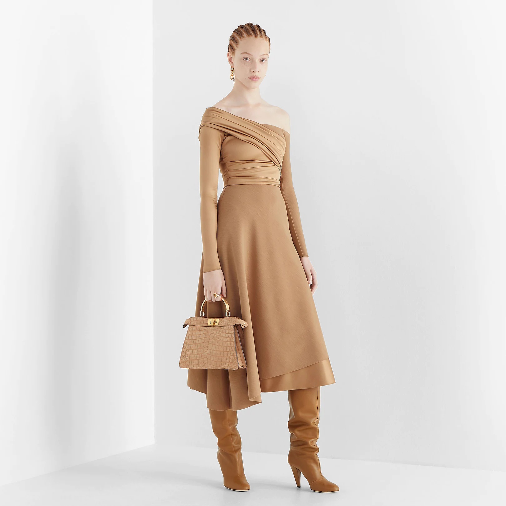 Brown jersey dress - 4