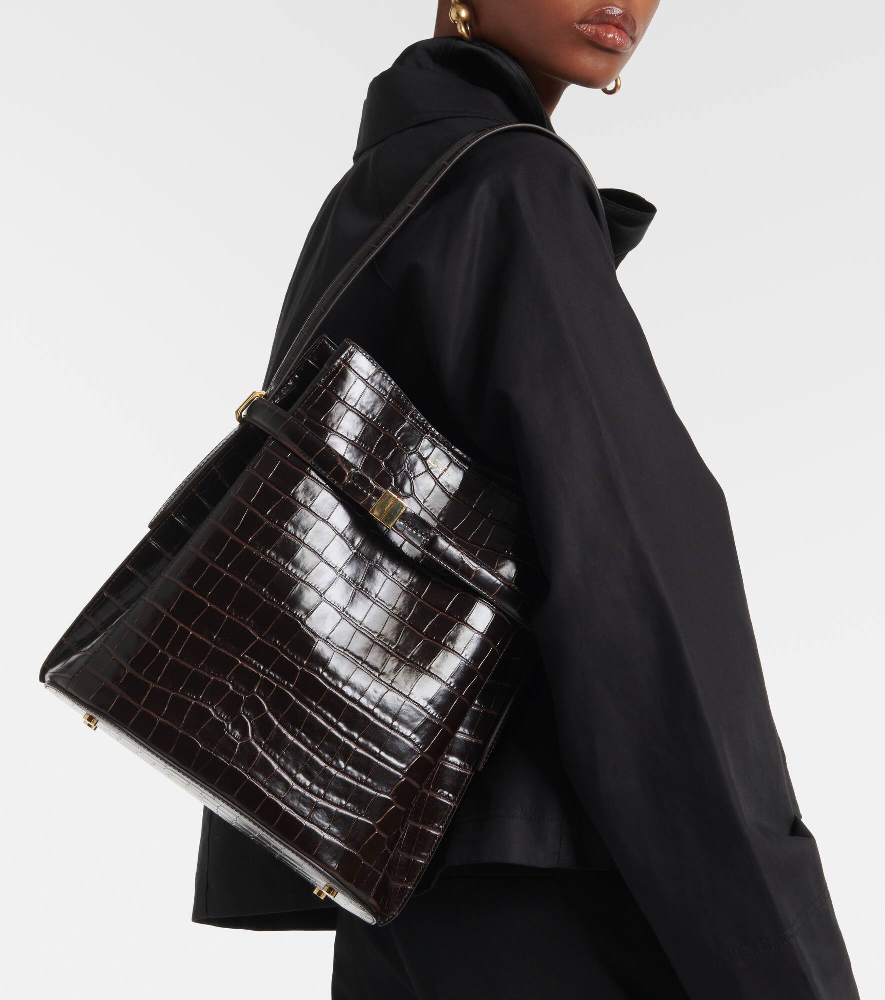 Croc-effect leather bucket bag - 2