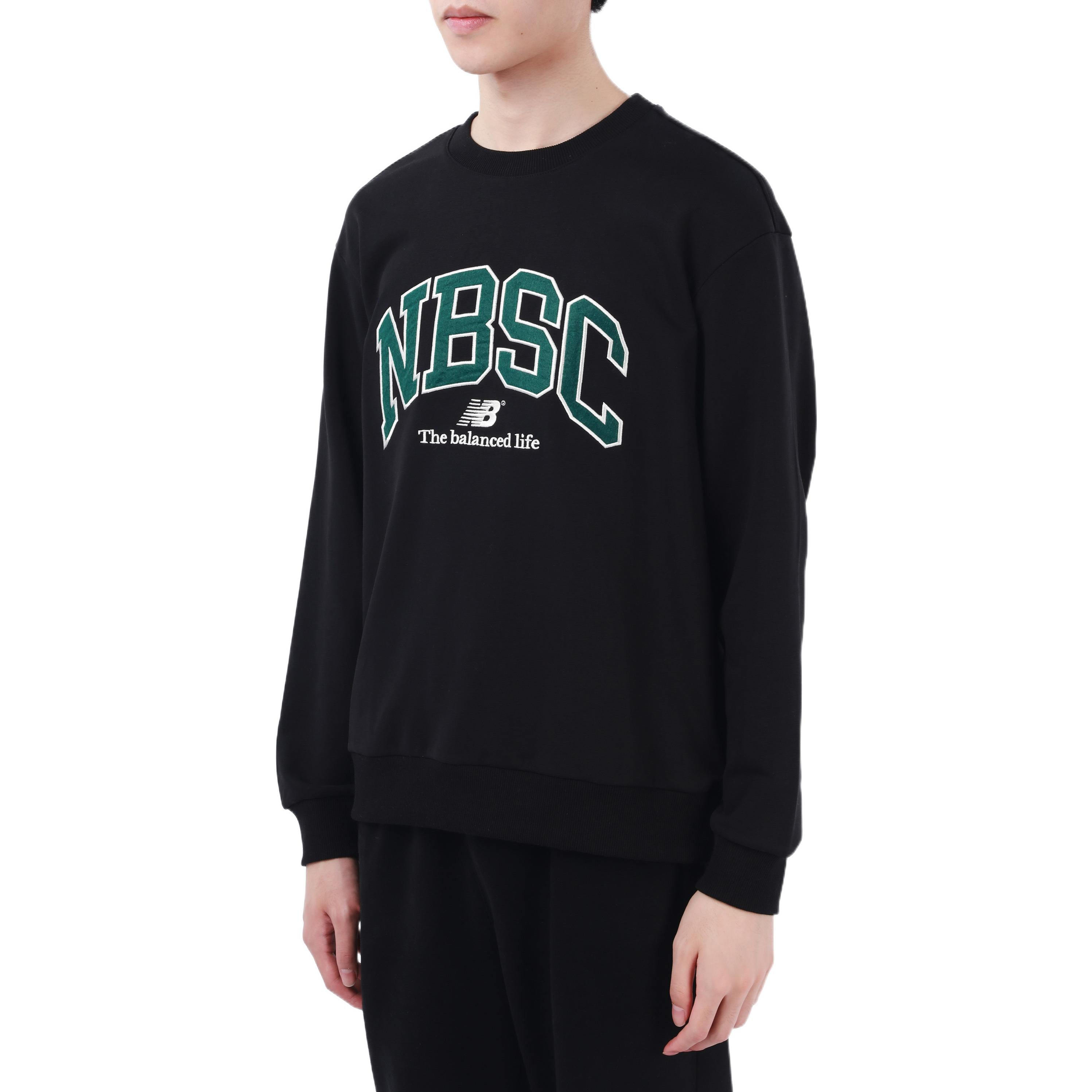 New Balance Casual Sports Sweatshirt 'Black Green' 5CC44333-BK - 4