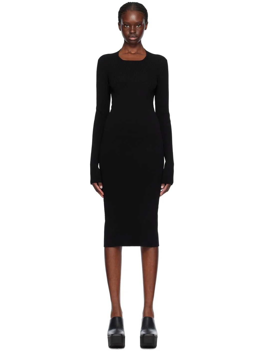 Black Column Midi Dress - 1