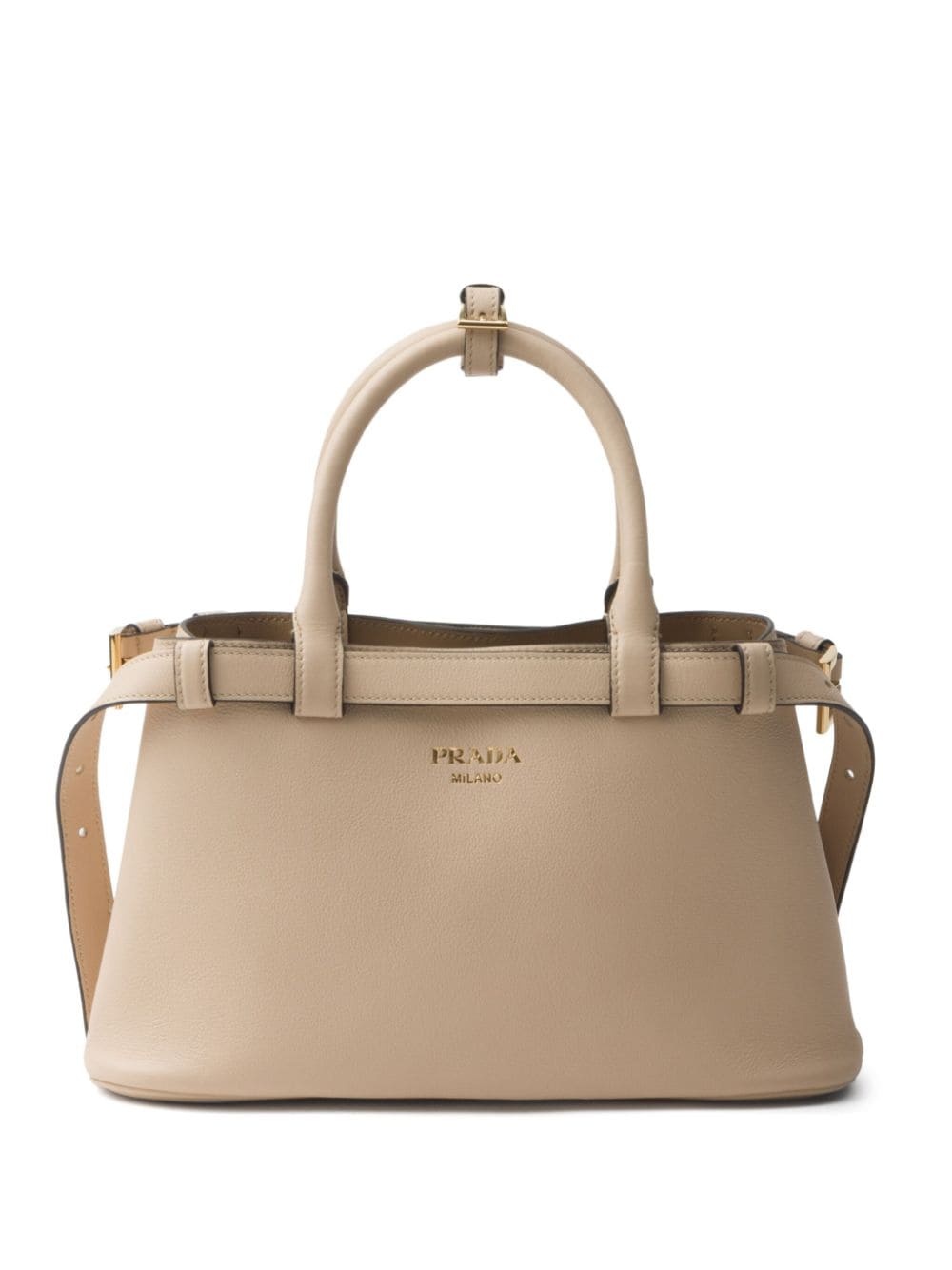 belted leather tote bag - 1