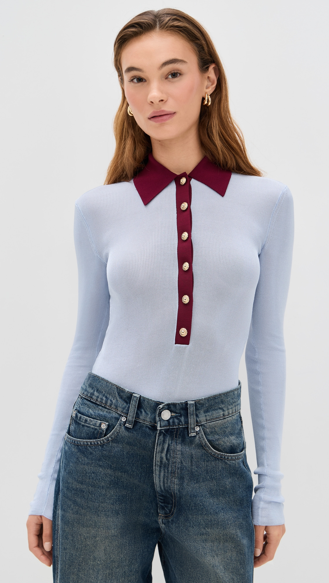 Blue Viscose Knit Bodysuit - 6