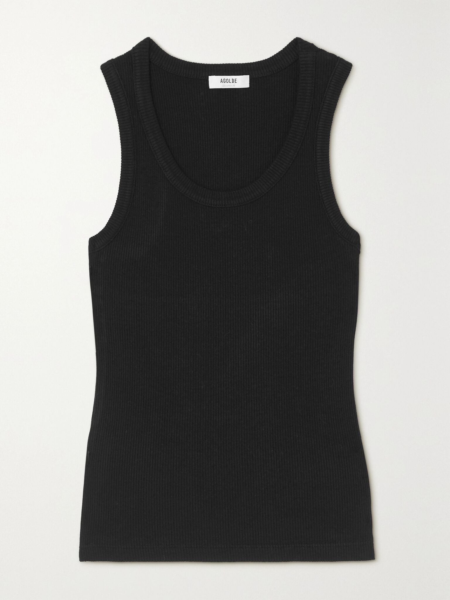 Poppy ribbed stretch organic cotton and Tencel-blend jersey tank Black - 1
