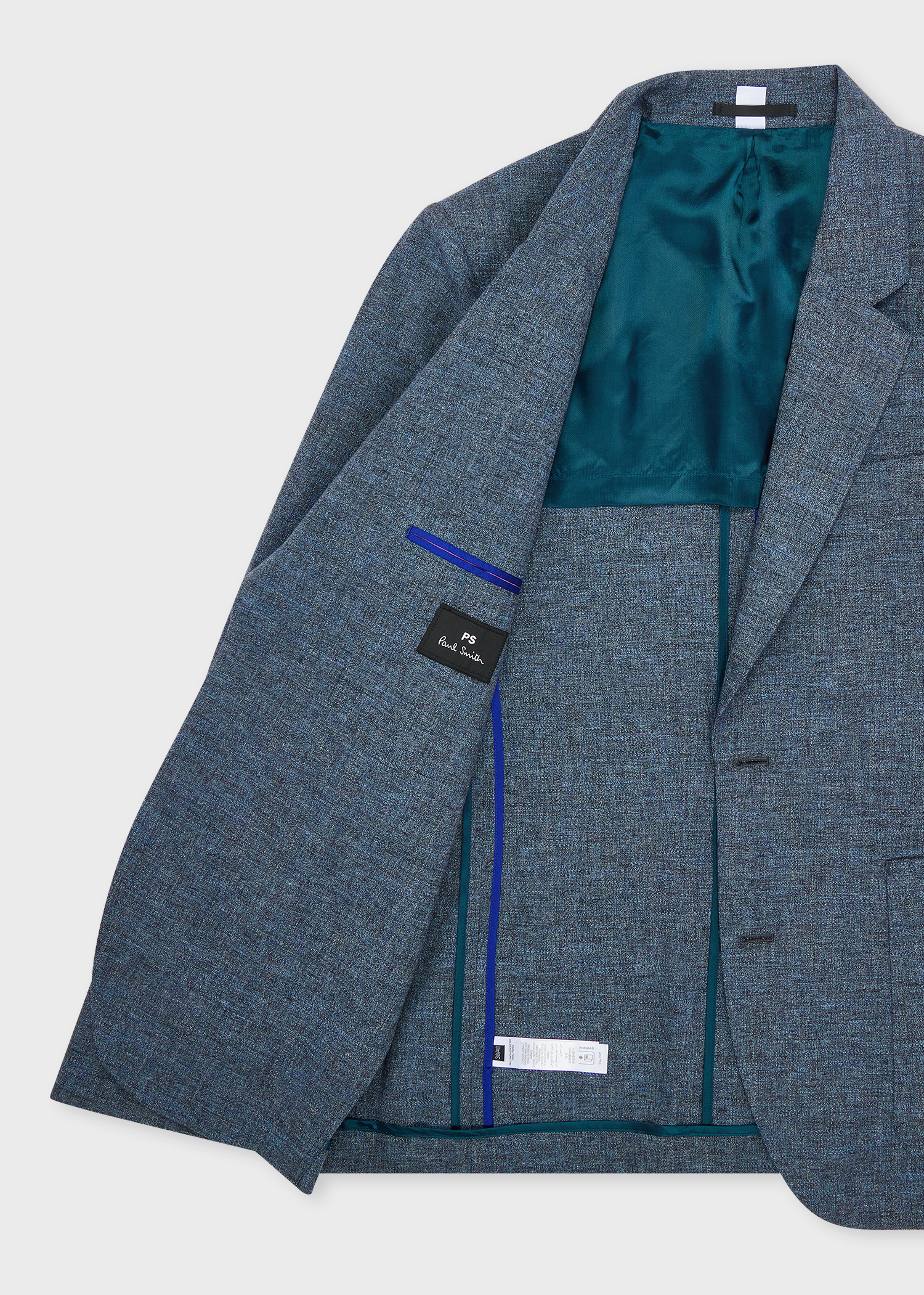 Slate Blue Cotton-Linen Melange Blazer - 4
