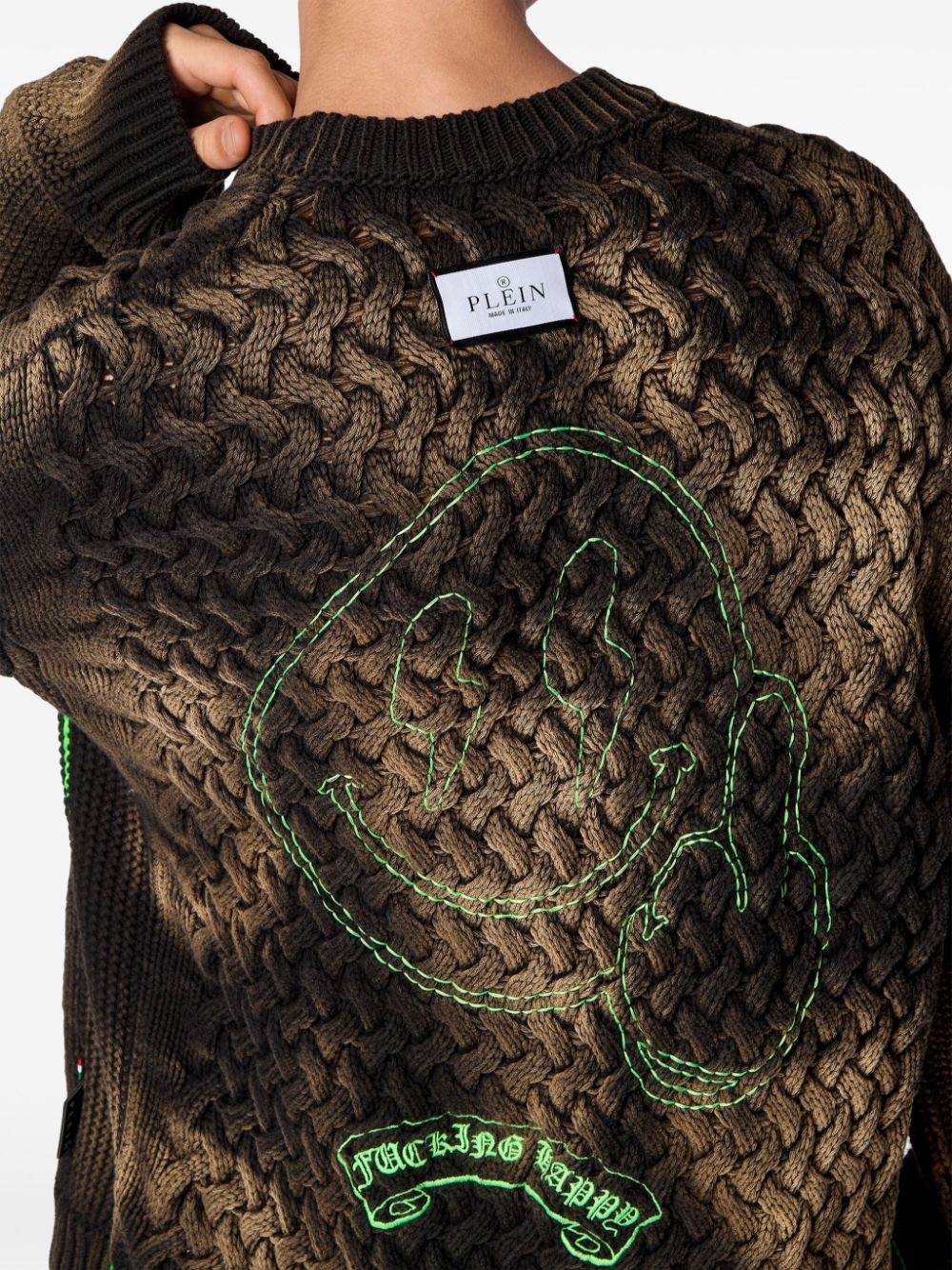 Smile-embroidered tie-dye jumper - 4