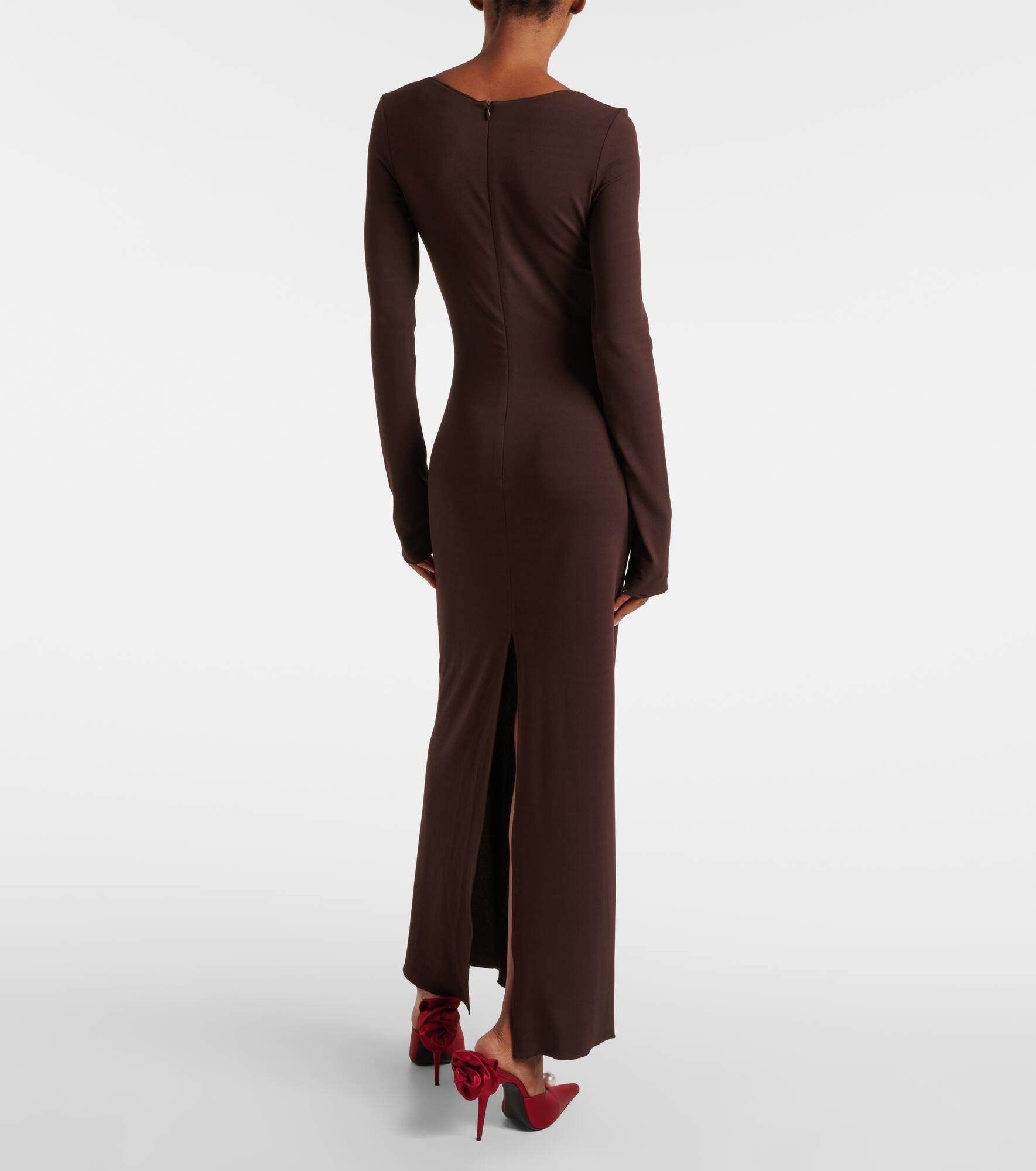 Floral-appliqué jersey maxi dress - 3