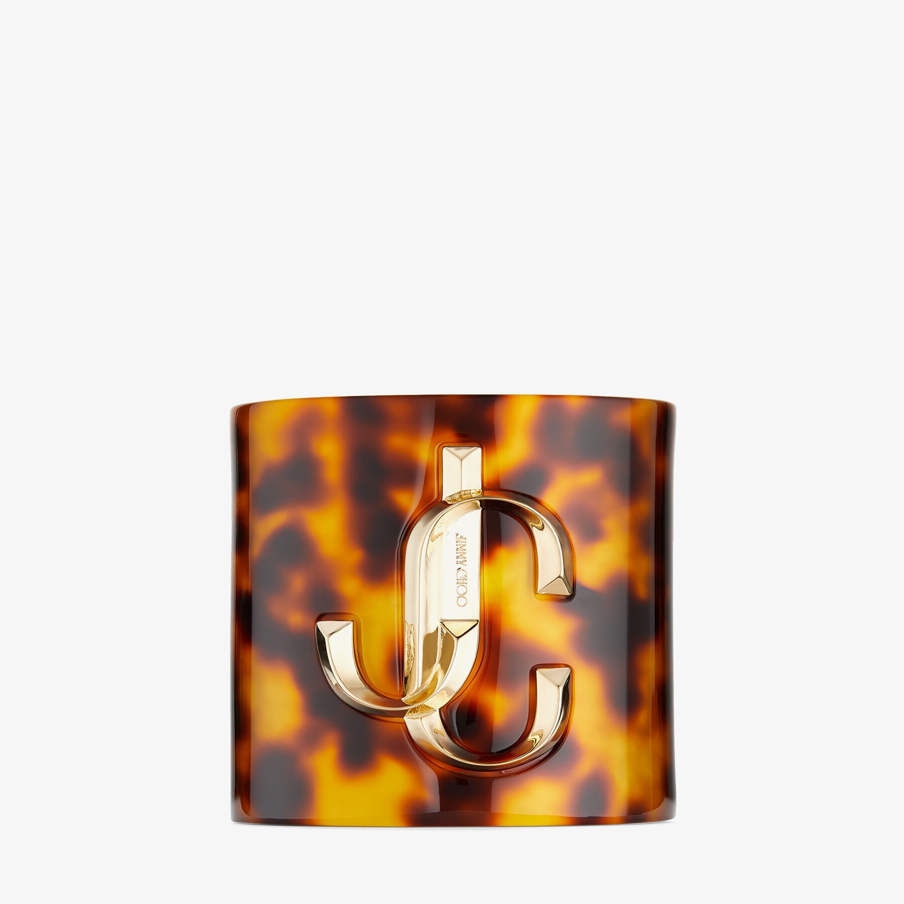 JC Cuff
Tortoiseshell Resin Cuff Bracelet with Gold-Finish Metal JC Emblem - 3