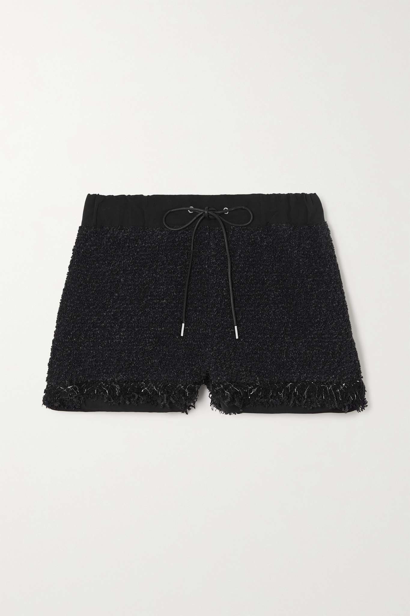 Grosgrain-trimmed frayed tweed shorts - 1