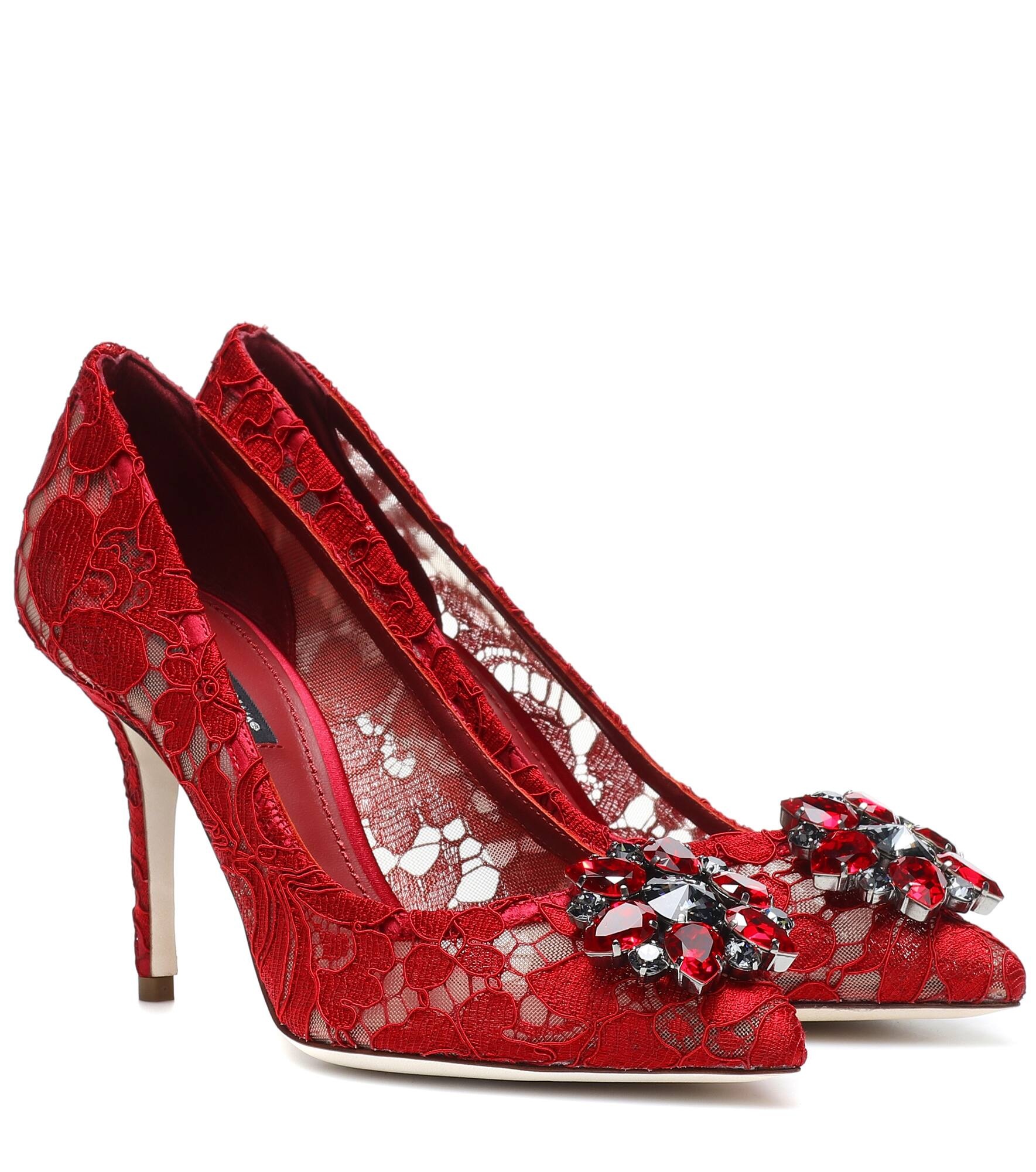 Bellucci embellished lace pumps - 1