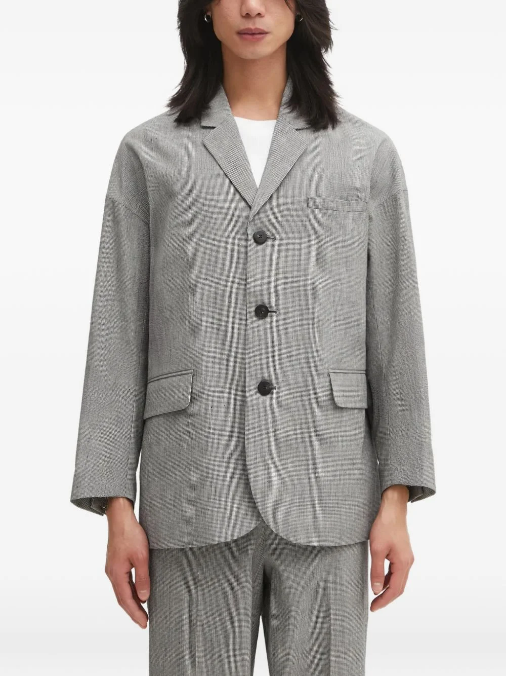 micro-check notched-lapels suit - 1