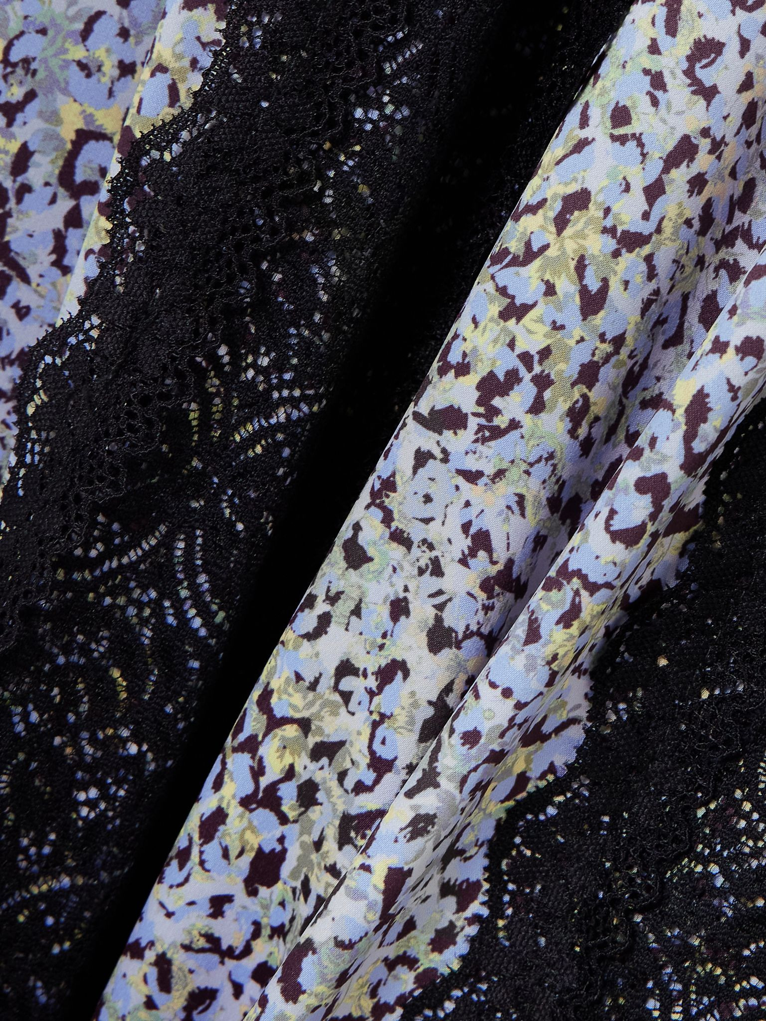 Sunita tie-detailed lace-trimmed leopard-print stretch-satin maxi dress Blue - 4