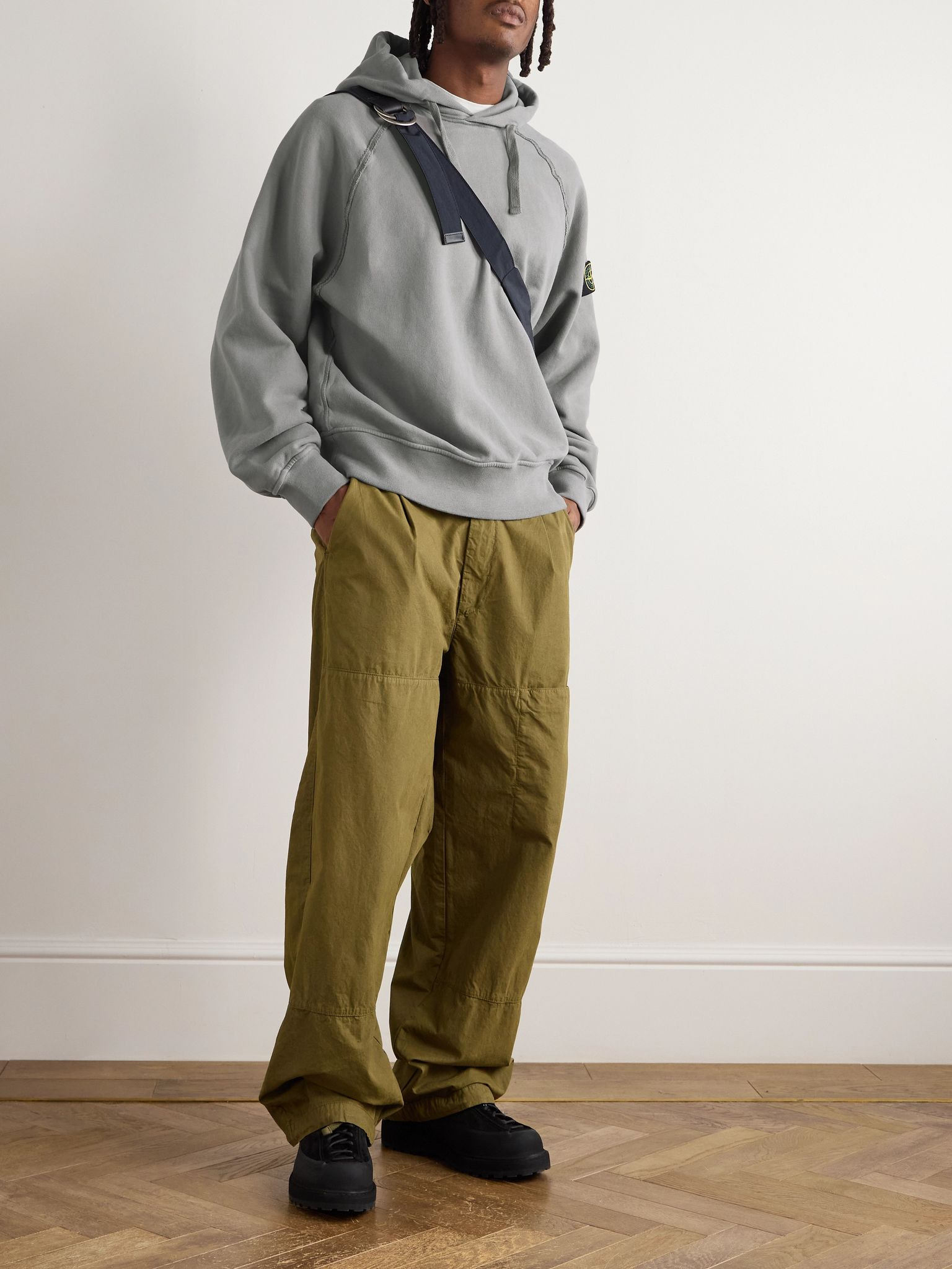 Logo-Appliquéd Cotton-Jersey Hoodie Gray - 2
