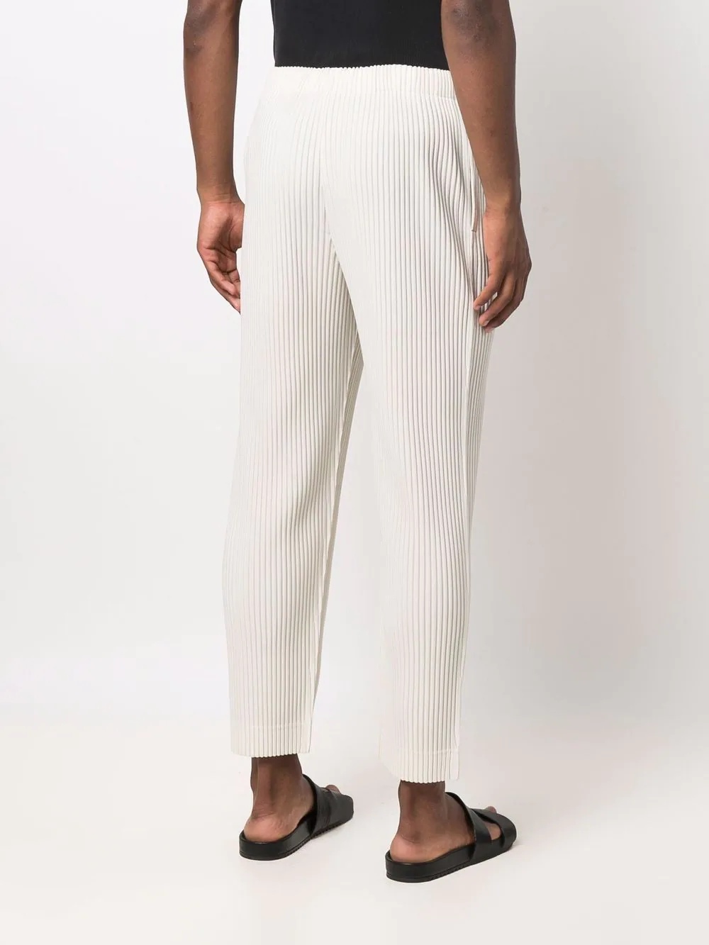 plissé-effect slip-on trousers - 4