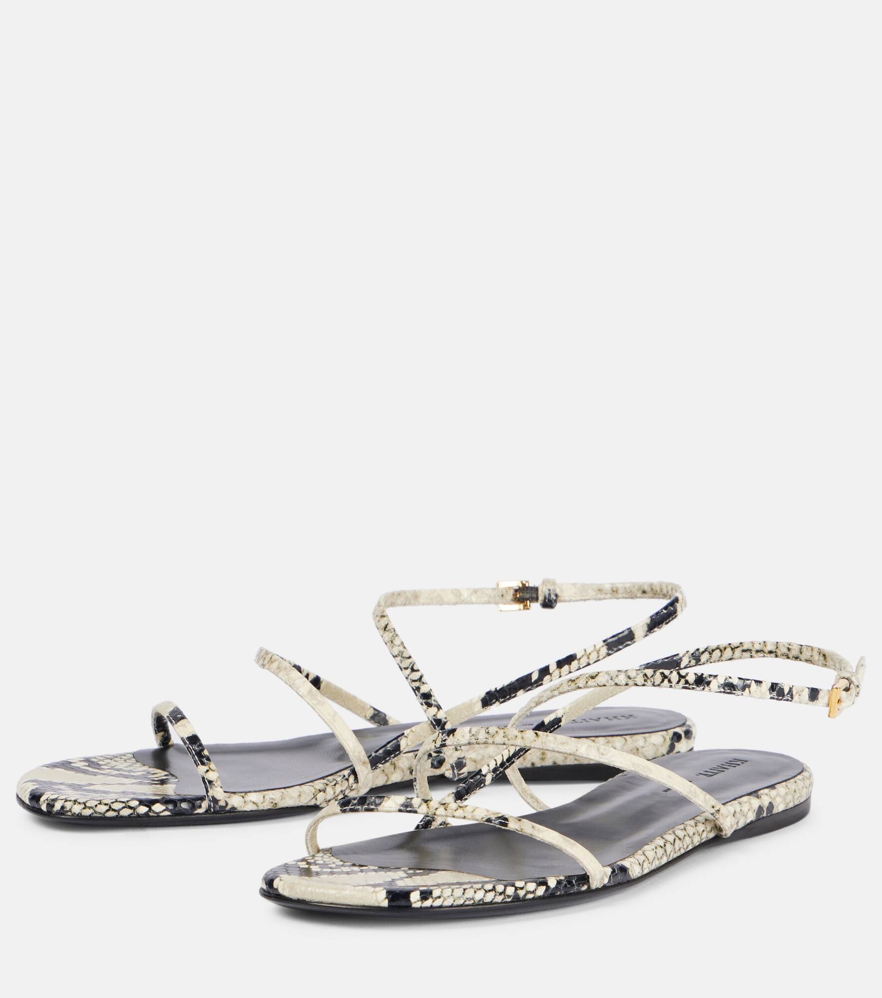 Loop snake-effect leather sandals - 4