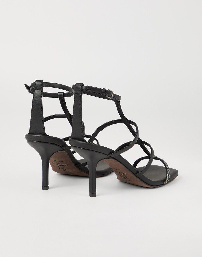 Brunello Cucinelli Nappa leather heels with precious straps outlook