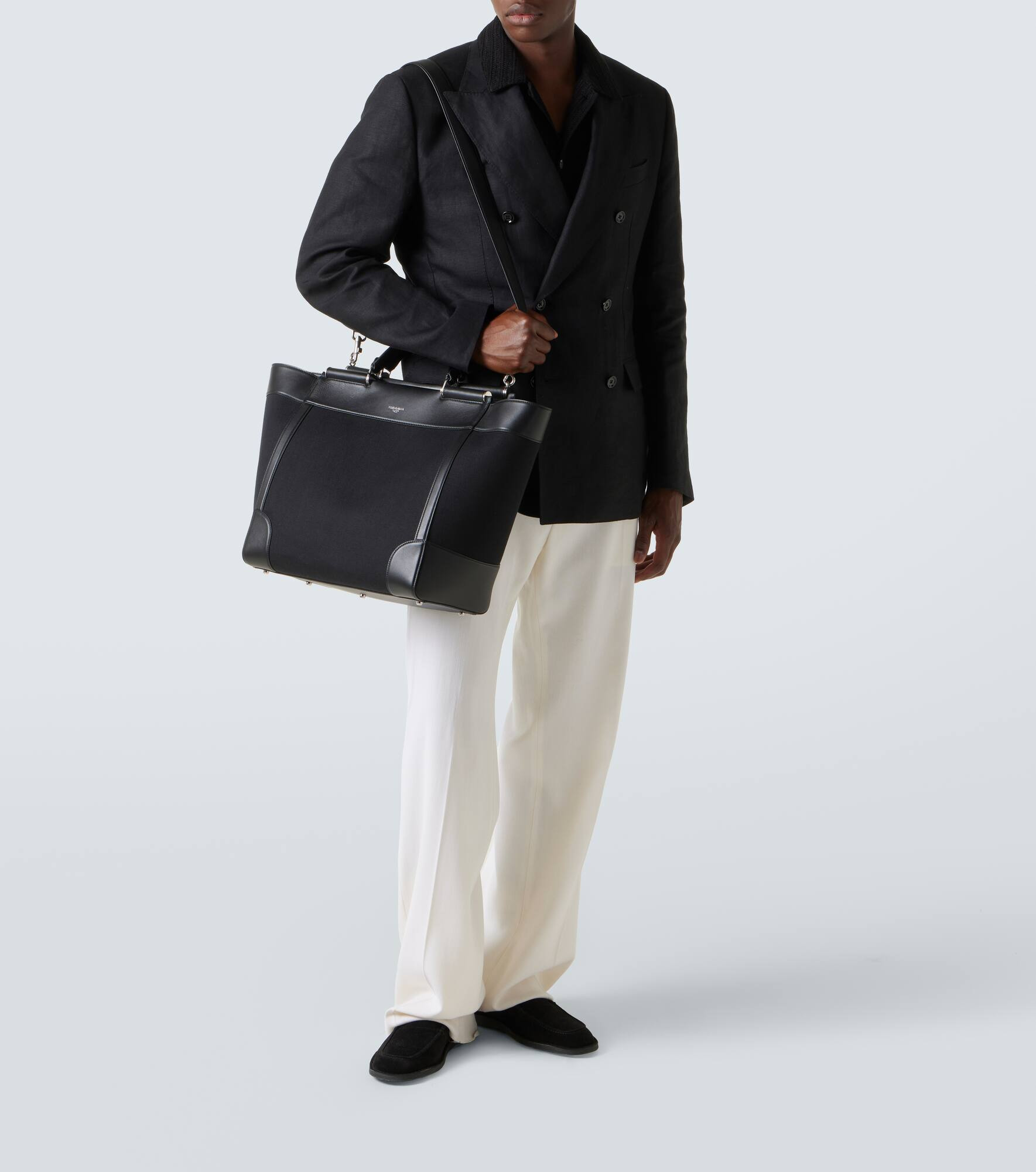 Leather-trimmed tote bag - 7