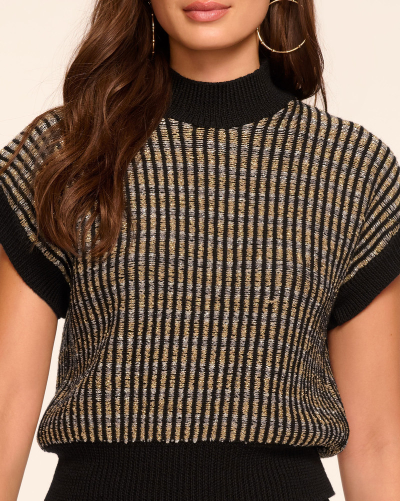 RAMY BROOK Hannah Wool Blend Metallic Short Sleeve Sweater outlook