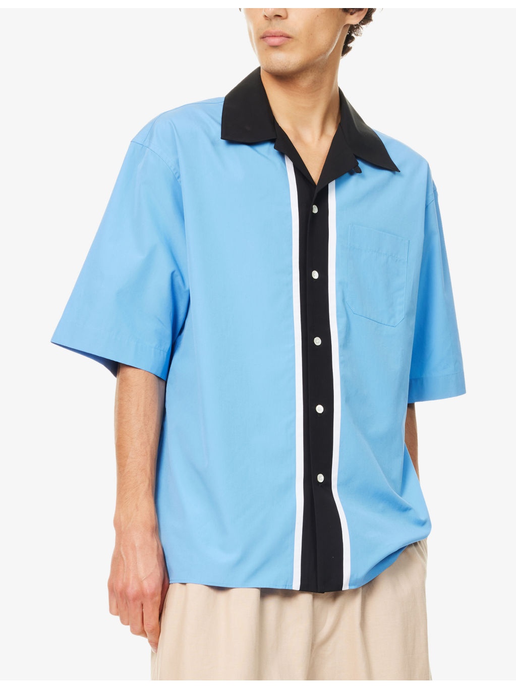 Graphic-Print Boxy-Fit Cotton Bowling Shirt - 3