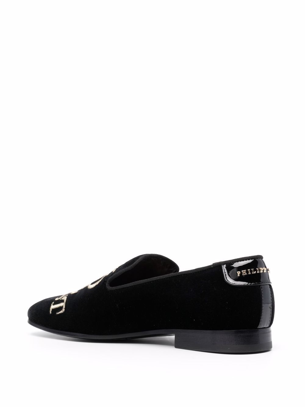 Money-embroidered velvet loafers - 3