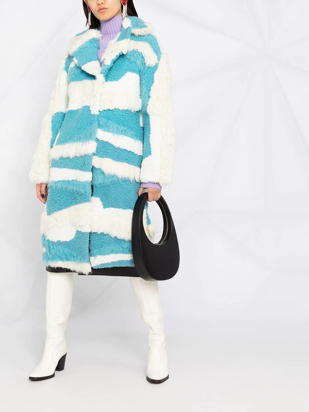 panelled two-tone coat - 2