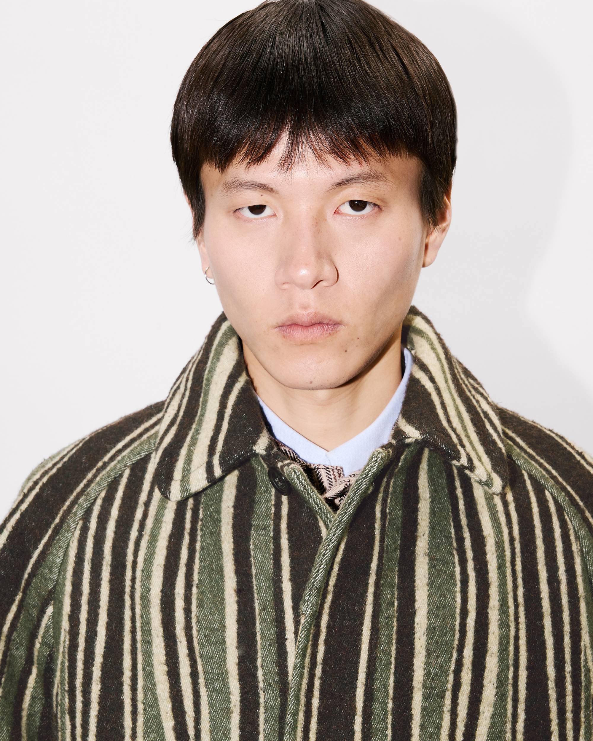 'KENZO Leaf Stripe' coat in cotton wool jacquard - 5