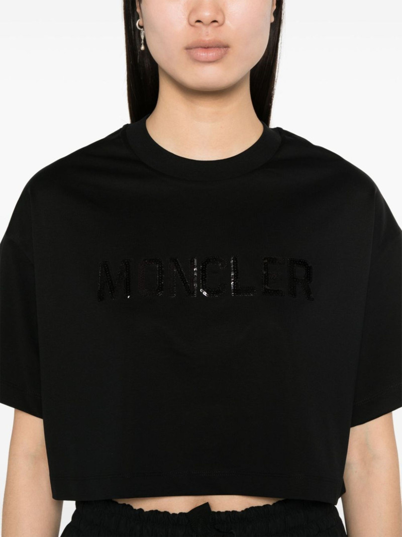 sequin-logo cropped T-shirt 5