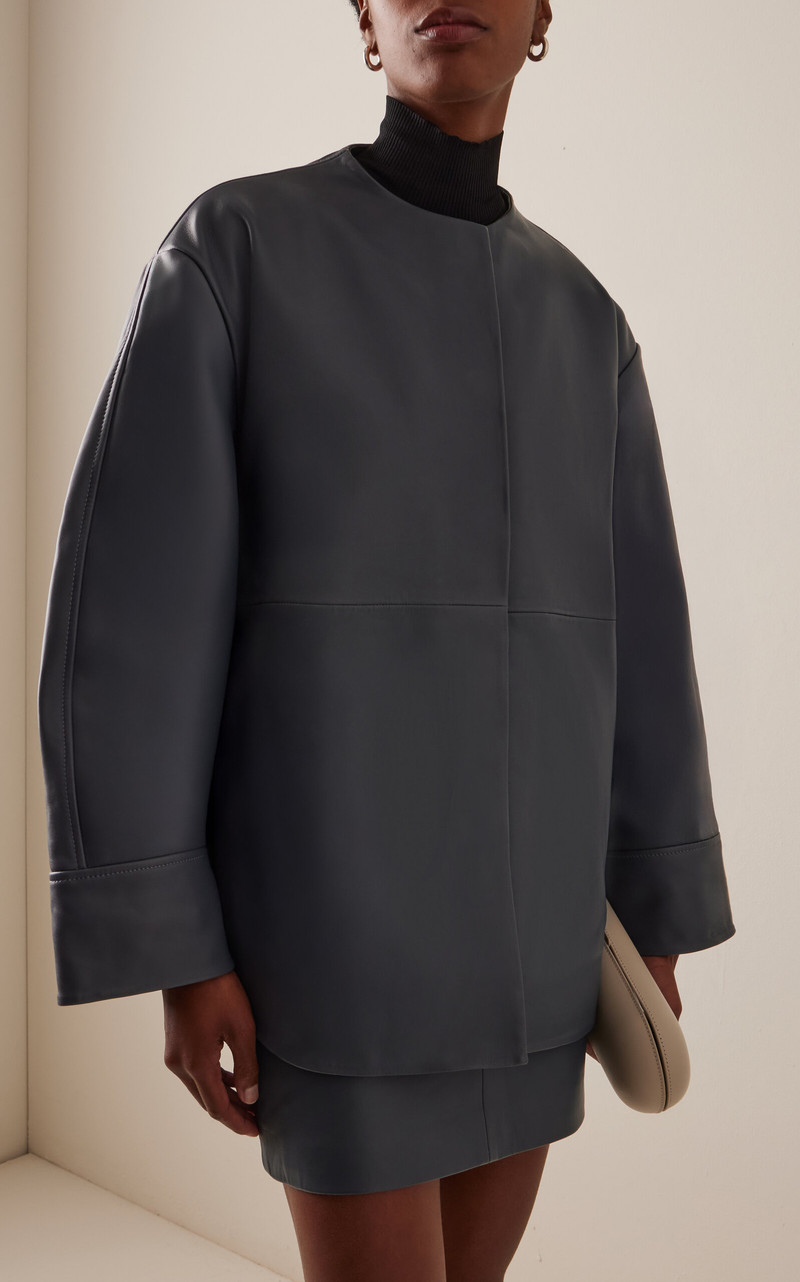 ST. AGNI Exclusive Leather Pillow Jacket grey outlook