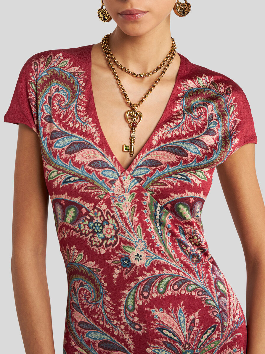 PRINTED CREPE JERSEY LONG DRESS - 2