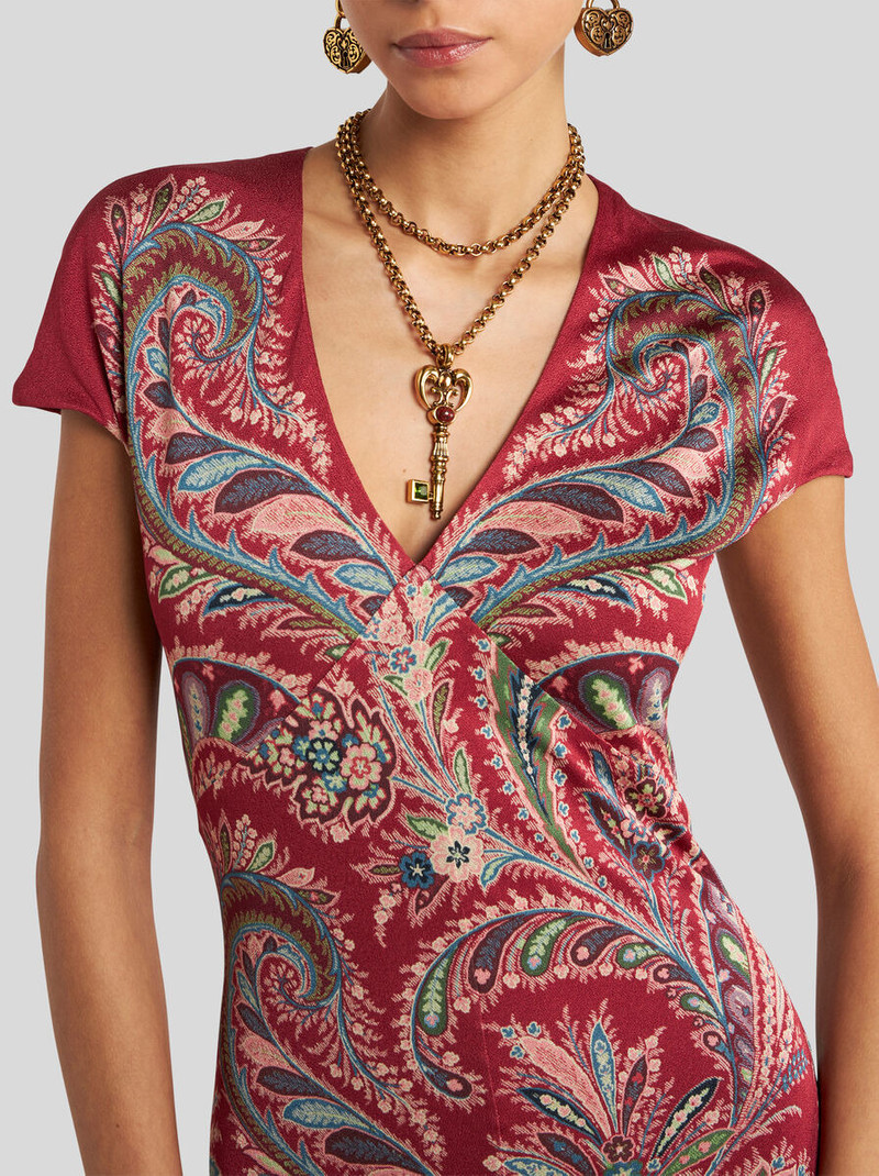 PRINTED CREPE JERSEY LONG DRESS 2