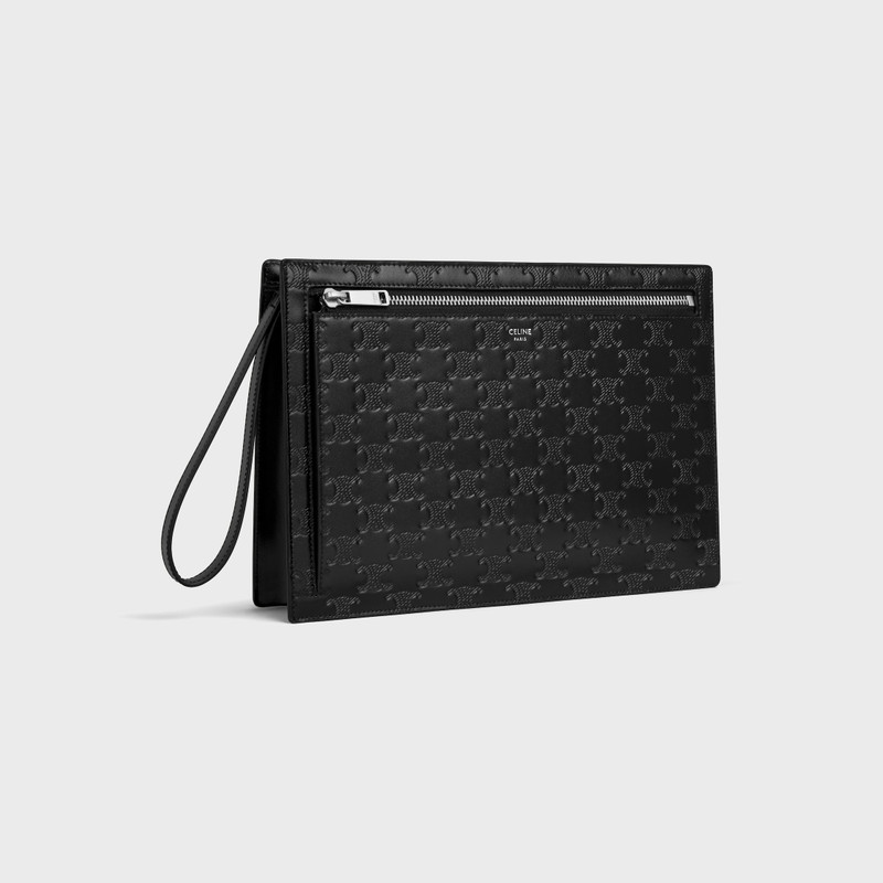 POUCH WITH STRAP IN Calfskin with triomphe embossed 3