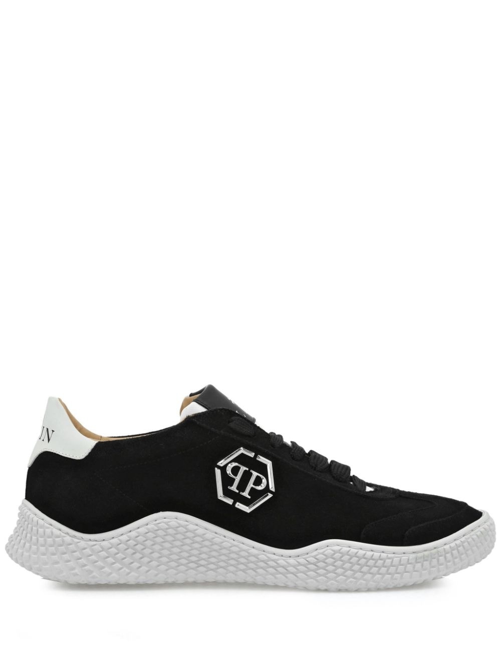 logo-plaque suede sneakers - 1