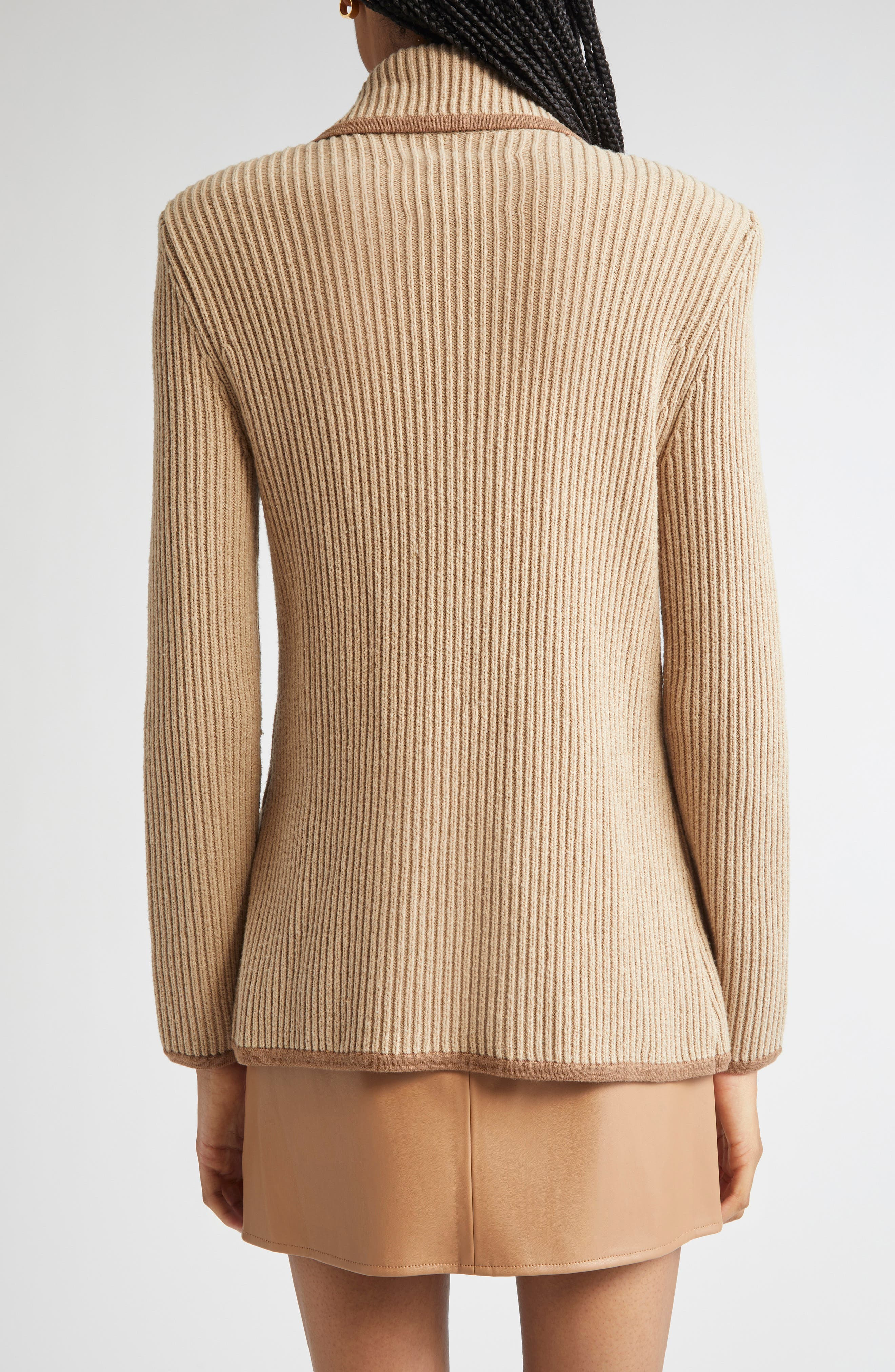 L'AGENCE Ranch Double Breasted Knit Blazer in Natural/Brown at Nordstrom - 3