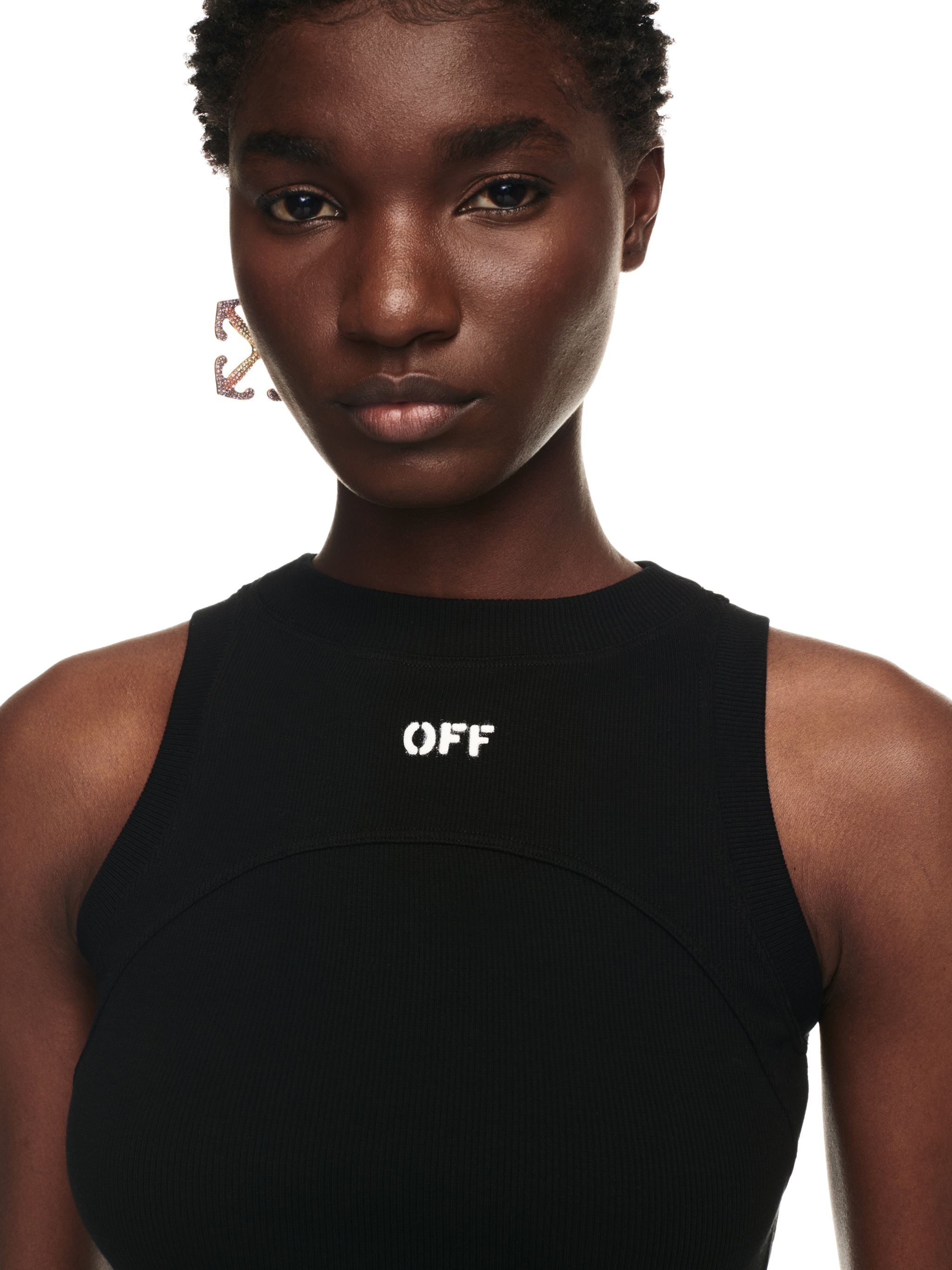 Off Stamp Rib Round Tank Top - 5