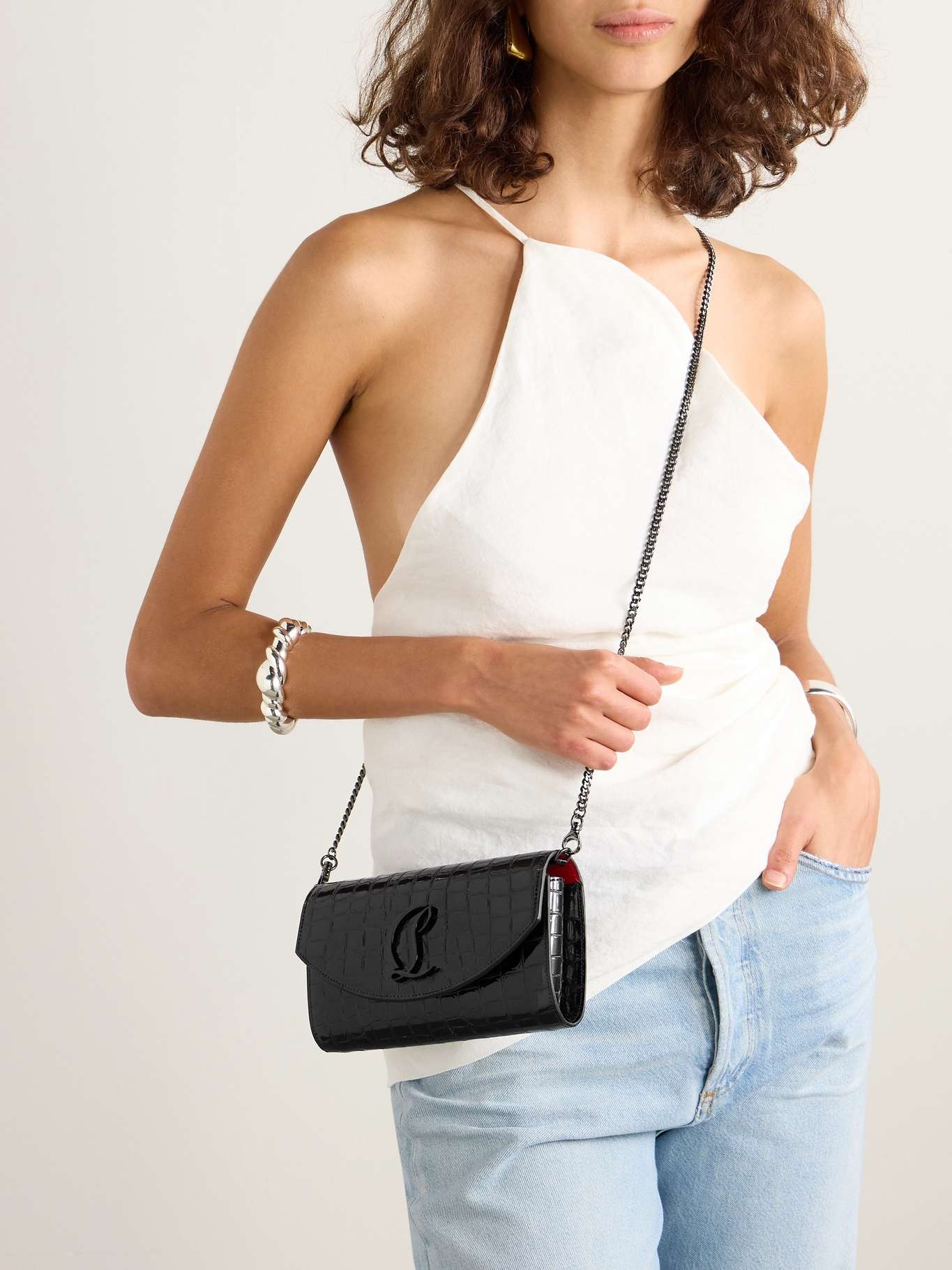 Loubi54 croc-effect leather shoulder bag - 2