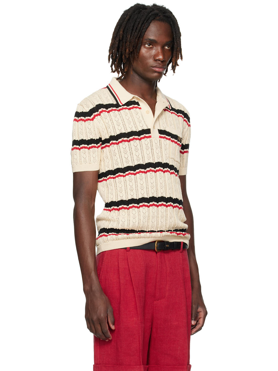Beige Striped Polo - 2