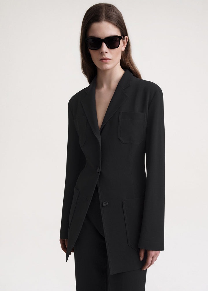 Slim viscose-blend blazer black - 5