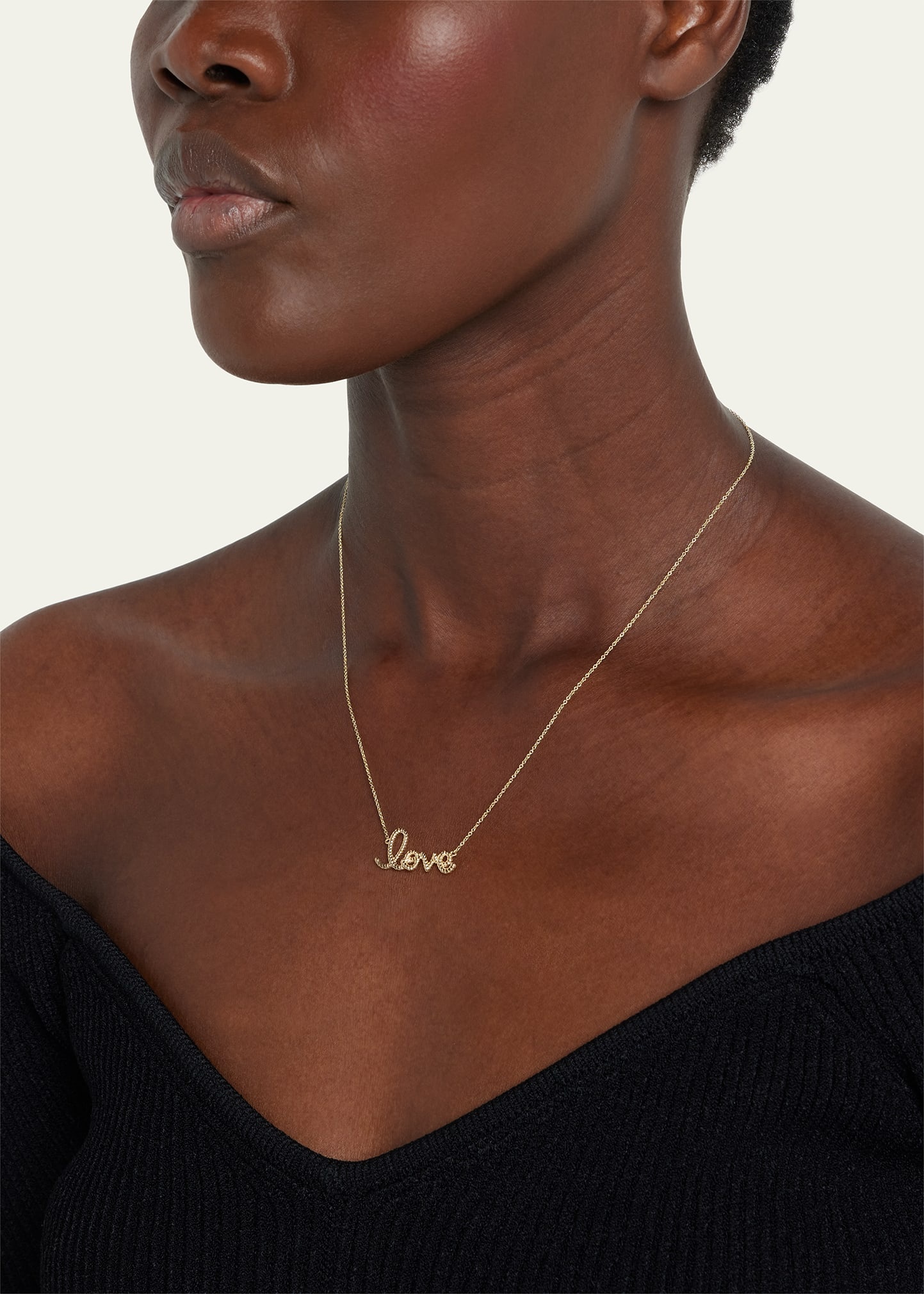 14K Yellow Gold Medium Rope Love Pendant Necklace - 2